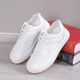 Women's Colorblock Skate Shoes, Versatile Low Top Lace Up Sports Shoes, Casual Flat Sneakers