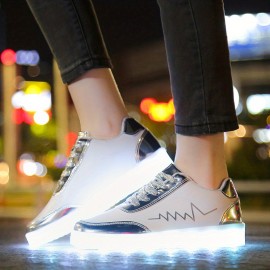 Women's Colorful Luminous Sneakers, Lace Up Low-top Lightweight Outdoor Shoes, Casual Sporty Footwear