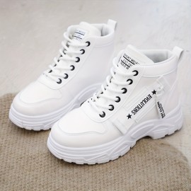 Women's Plush Lined Sneakers, Winter Warm Lace Up High Top Ankle Boots, Thermal Outdoor Shoes