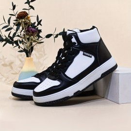 Women's Colorblock Casual Sneakers, Lace Up Comfy Platform Sporty Trainers, Versatile High-top Daily Shoes