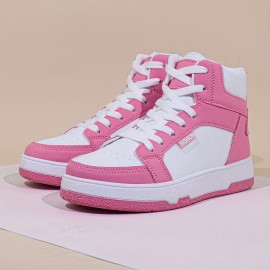 Women's Colorblock Casual Sneakers, Lace Up Comfy Platform Sporty Trainers, Versatile High-top Daily Shoes