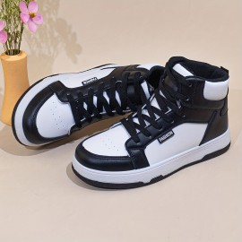 Women's Colorblock Casual Sneakers, Lace Up Comfy Platform Sporty Trainers, Versatile High-top Daily Shoes
