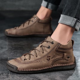 Men's Lace-up Sneakers - Casual Synthetic Leather Walking Shoes - Comfortable And Breathable