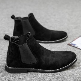Men's Faux Suede Cap Toe Chelsea Boots, Casual Walking Shoes