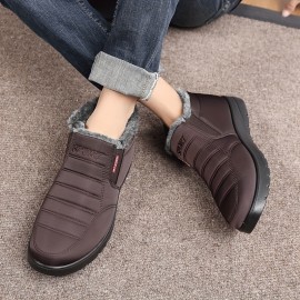 Men's Casual Ankle Boots, Breathable Slip-resistant Slip On Walking Shoes With Fuzzy Lining For Outdoor, Autumn And Winter