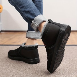 Men's Casual Ankle Boots, Breathable Slip-resistant Slip On Walking Shoes With Fuzzy Lining For Outdoor, Autumn And Winter