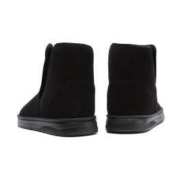 Men's Slip Resistant Snow Boots With Hook And Loop Fastener, Winter Thermal Shoes, Windproof Boots With Faux Fur Lining