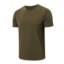 3pcs/set Solid Color Men's Comfy Medium Stretch T-shirt, Men's Summer Clothes, Men's Clothing