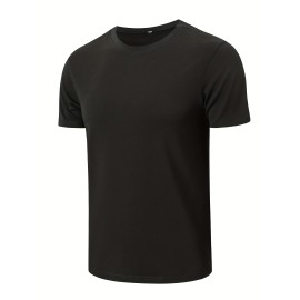 3pcs/set Solid Color Men's Comfy Medium Stretch T-shirt, Men's Summer Clothes, Men's Clothing