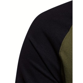 Color Block Print Men's Casual Comfy Long Sleeve T-shirt, Men's Clothes For Spring Summer Autumn, Tops For Men, Gift For Men