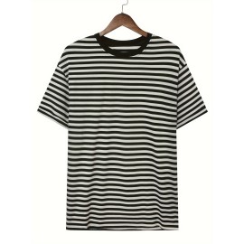 Stripe Pattern Print Men's Comfy T-shirt, Graphic Tee Men's Summer Clothes, Men's Outfits