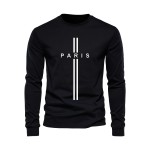 PARIS Print, Men's Graphic Design Crew Neck Long Sleeve Active T-shirt Tee, Casual Comfy Shirts For Spring Summer Autumn, Men's Clothing Tops