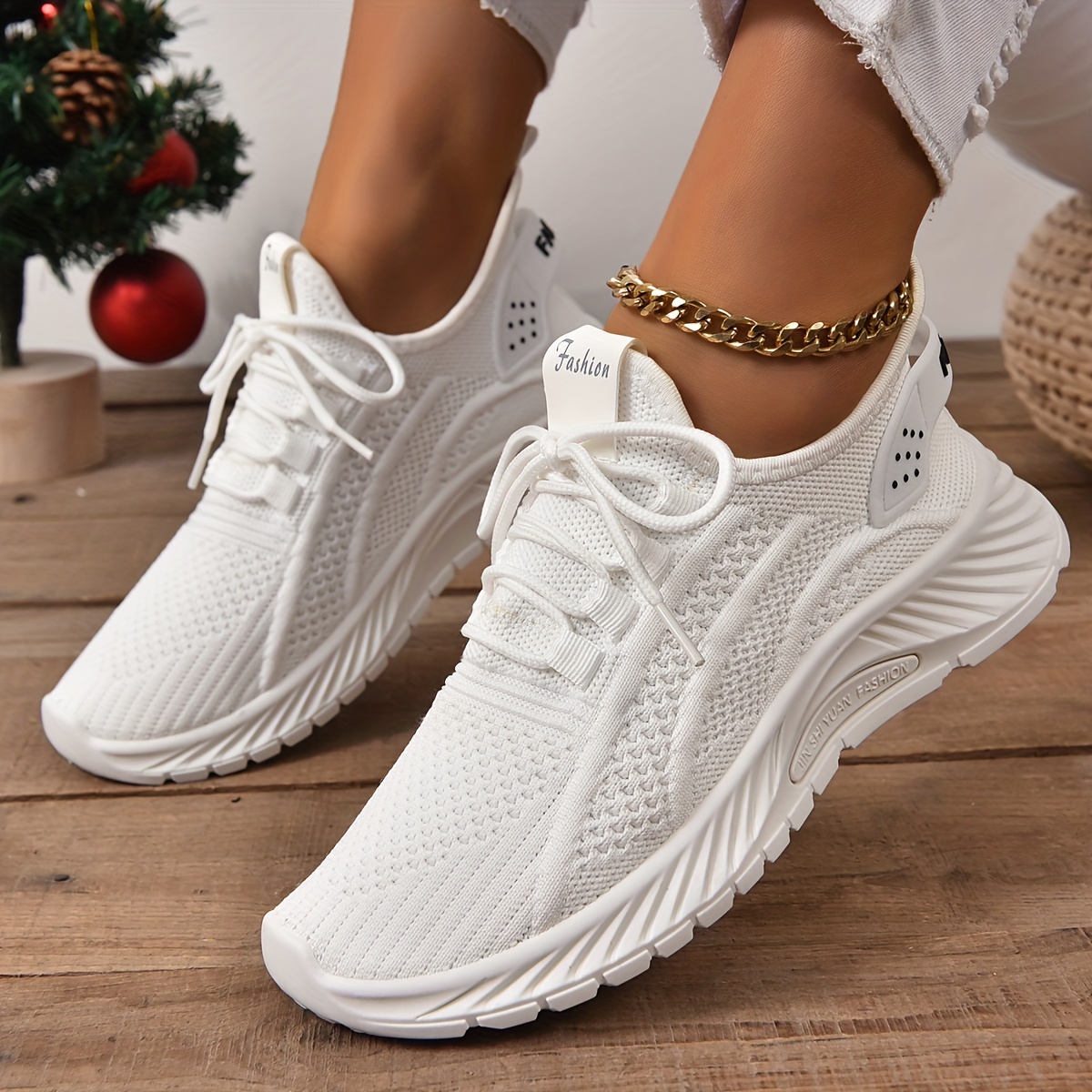 womens knitted sports shoes lightweight lace up low top running tennis sneakers breathable gym trainers details 1