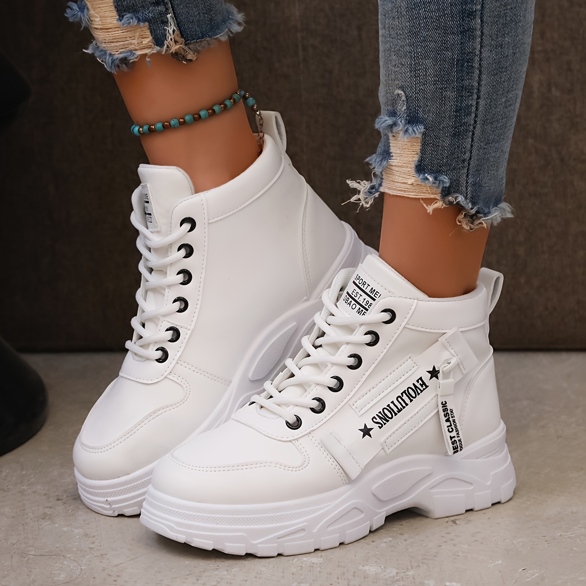 womens plush lined sneakers winter warm lace up high top ankle boots thermal outdoor shoes details 7