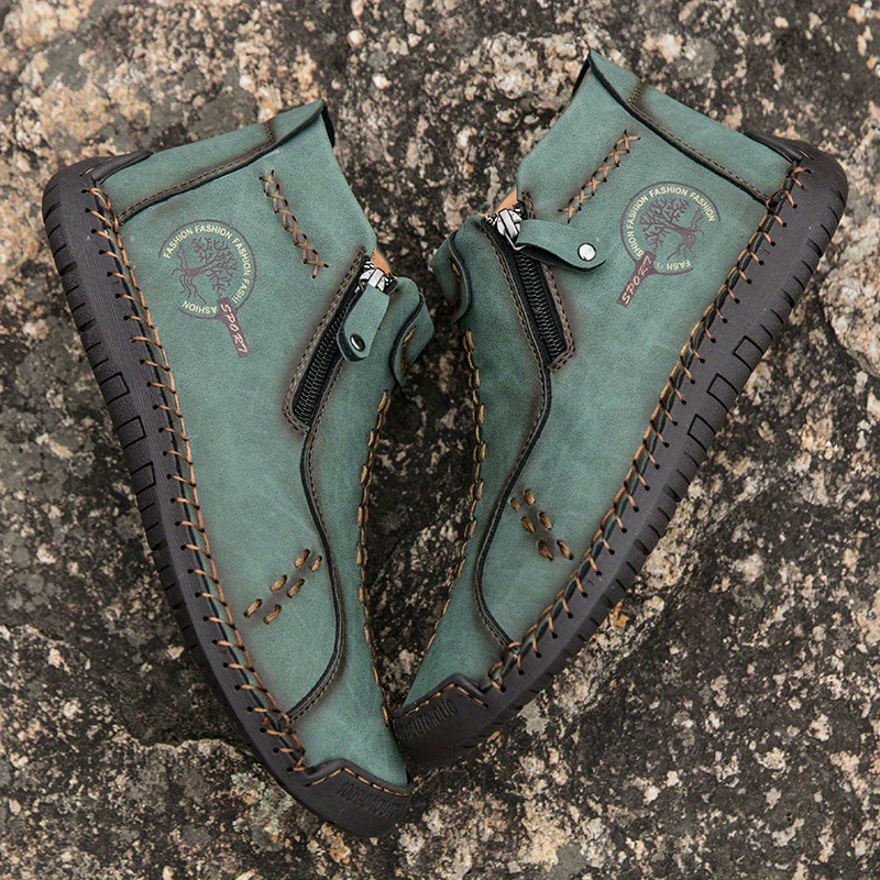 mens vintage high top zipper boots with assorted colors casual outdoor walking shoes details 4