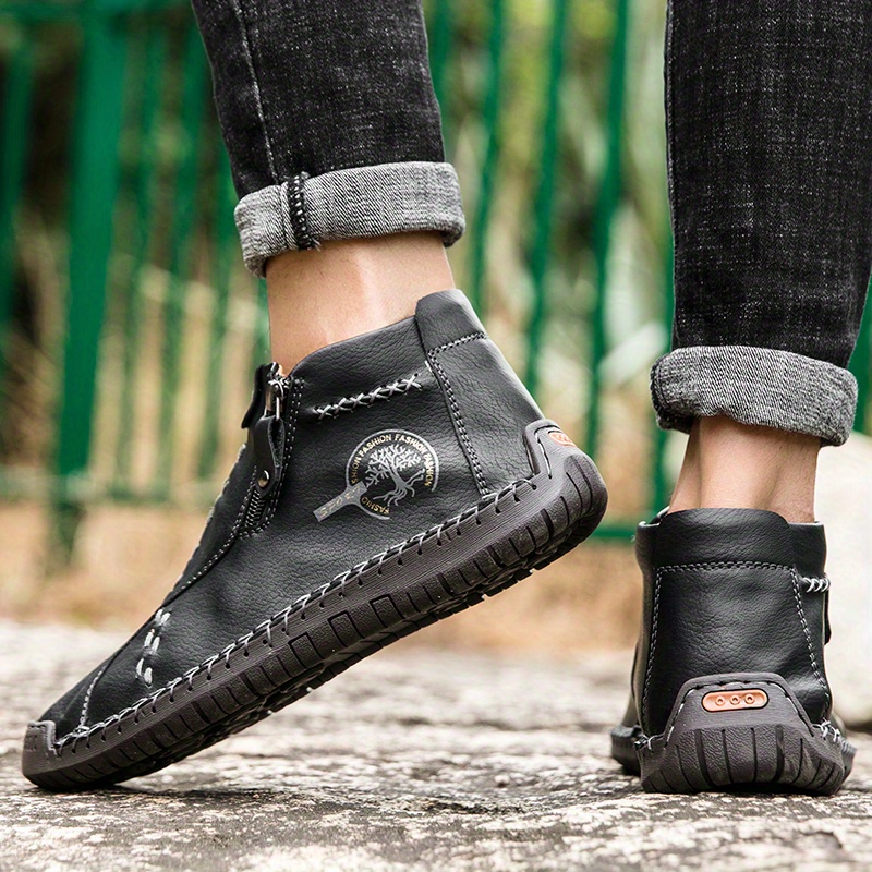 mens vintage high top zipper boots with assorted colors casual outdoor walking shoes details 7