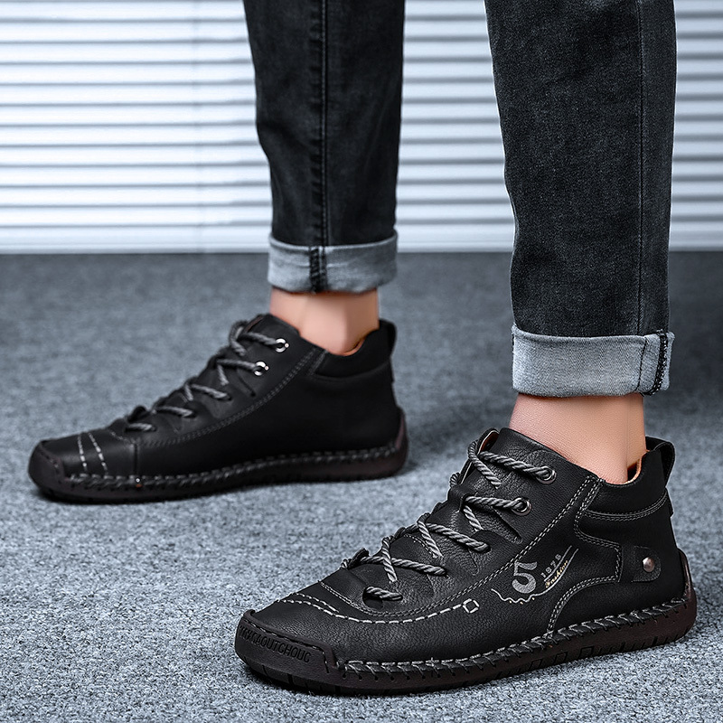 mens lace up sneakers casual synthetic leather walking shoes comfortable and breathable details 8