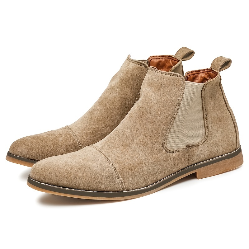 mens faux suede cap toe chelsea boots casual walking shoes details 1