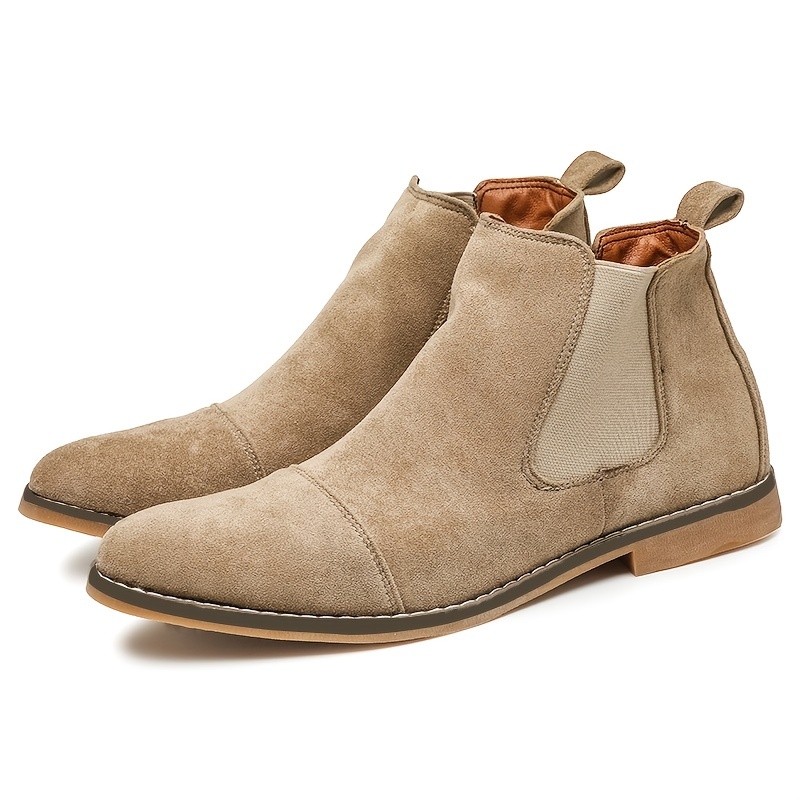 mens faux suede cap toe chelsea boots casual walking shoes details 1