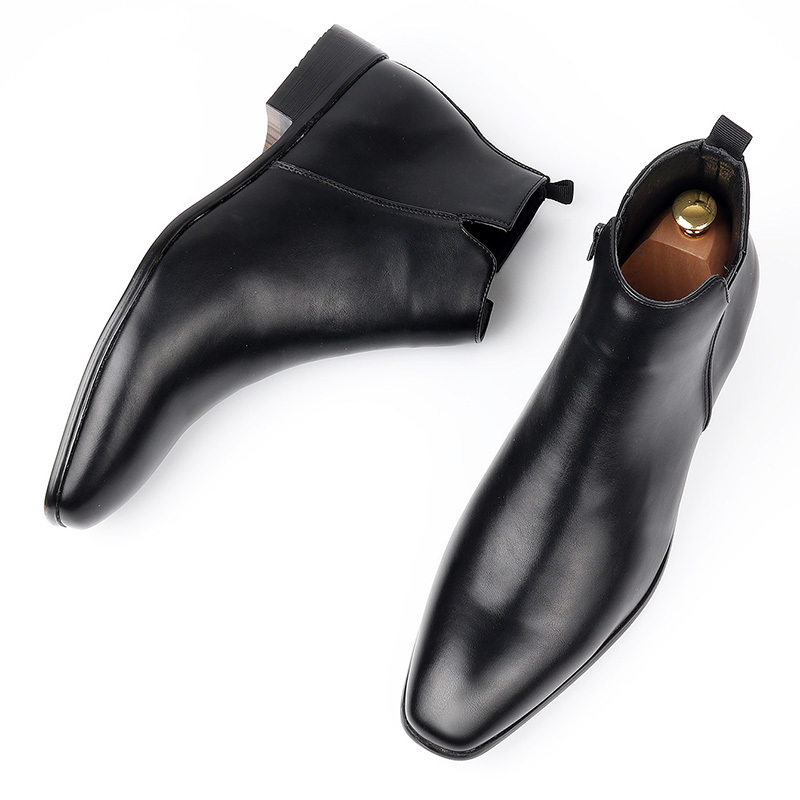 mens fashion zipper chelsea boots details 0