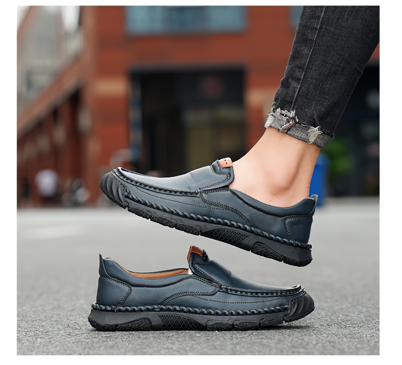 mens plus size microfiber leather durable non slip slip on comfy outdoor walking shoes spring and autumn details 22