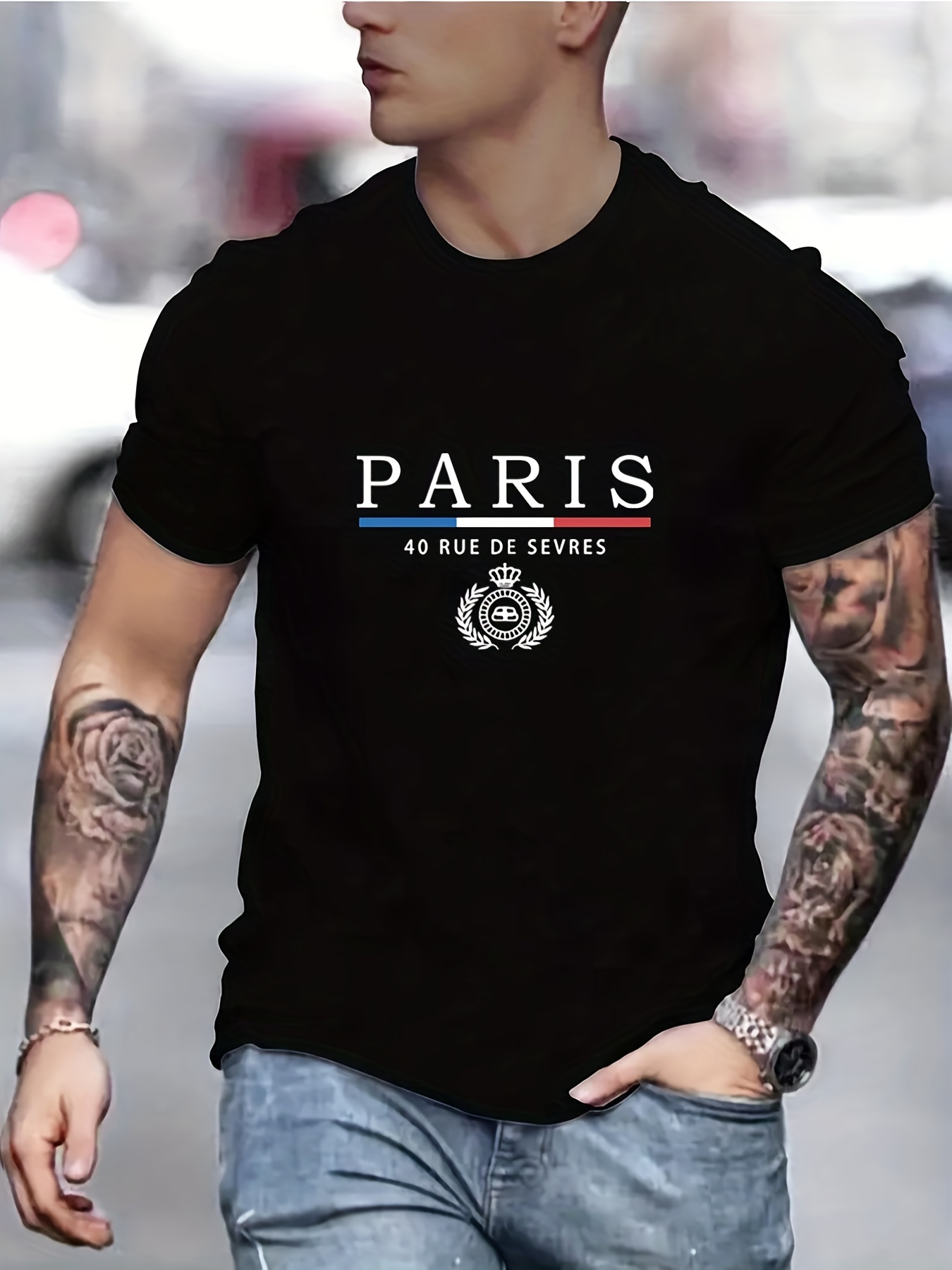 paris print t shirt tees for men casual short sleeve tshirt for summer spring fall tops as gifts details 1