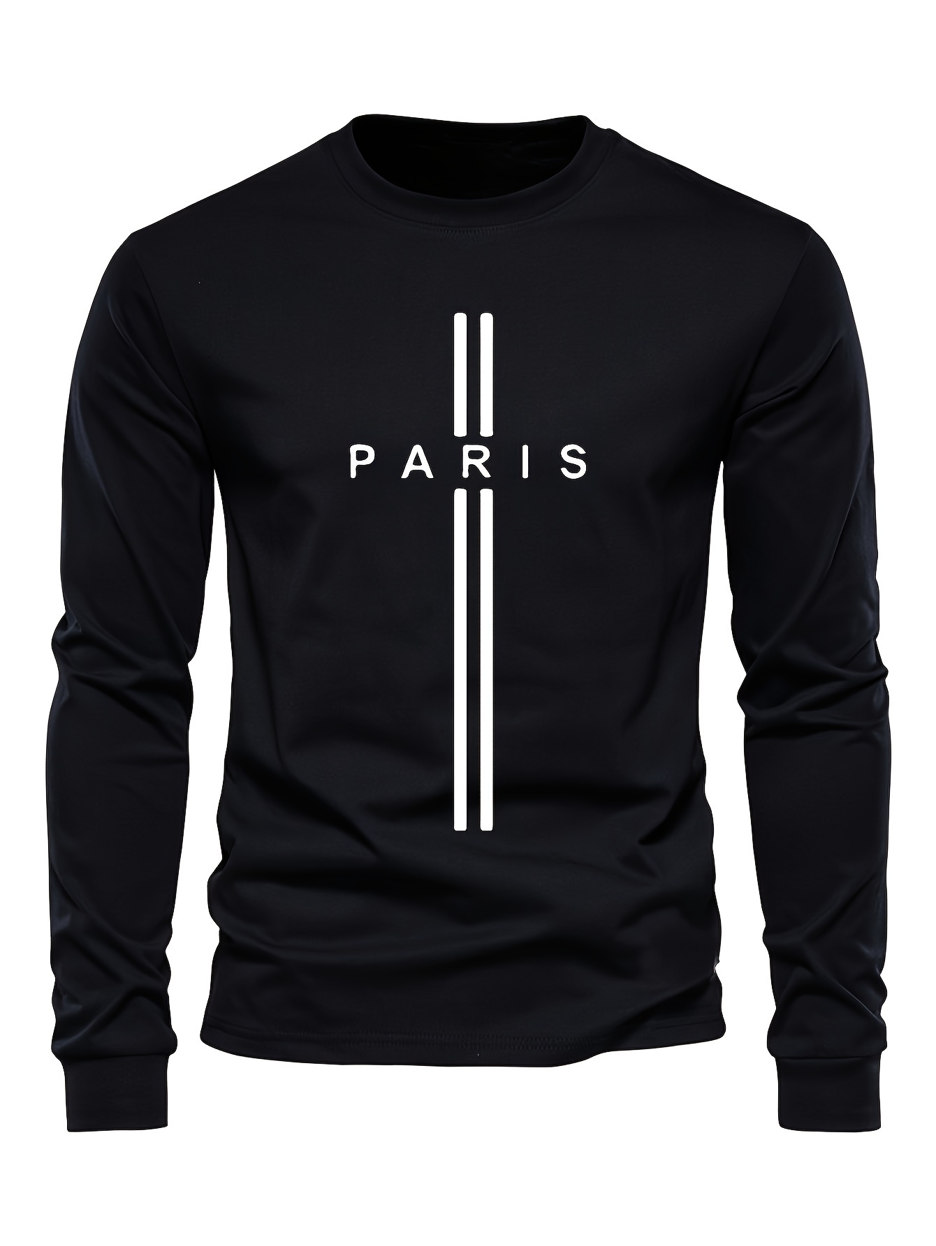 paris print mens graphic design crew neck long sleeve active t shirt tee casual comfy shirts for spring summer autumn mens clothing tops details 0
