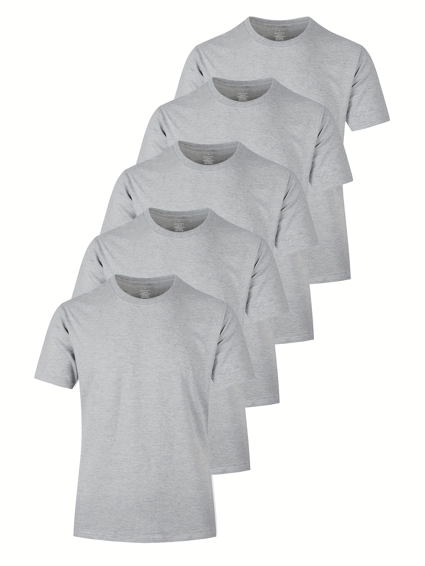5pcs mens casual solid lightweight crew neck t shirts set for summer outdoor details 0