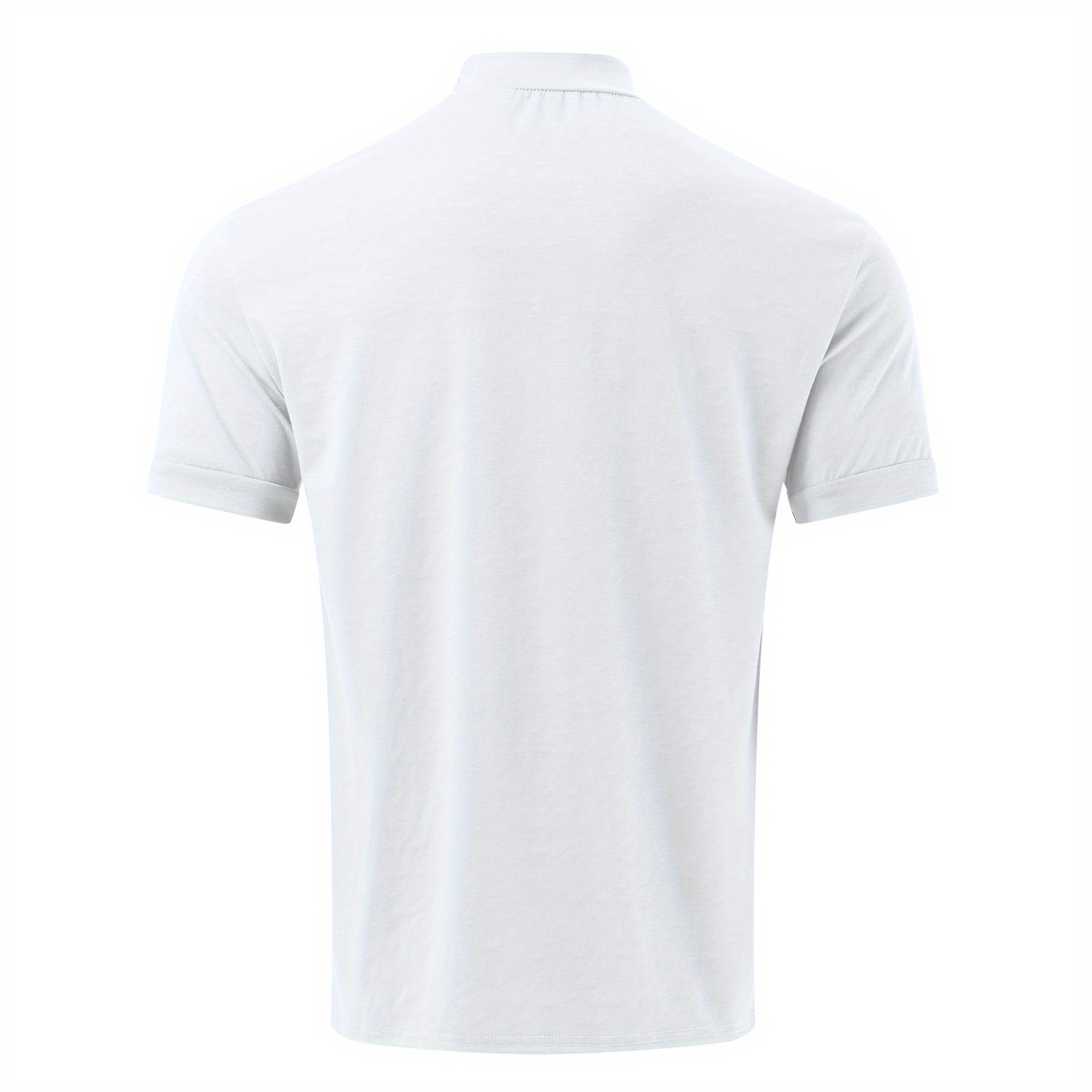 solid color mens short sleeve turtleneck stretch comfy t shirt summer streetwear details 10